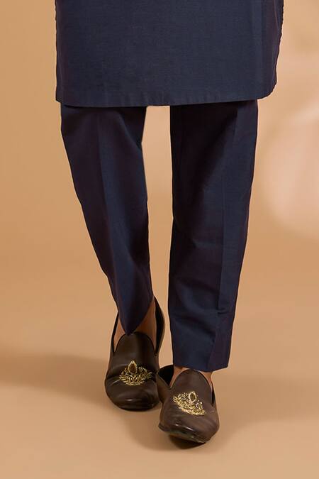 Rabani & Rakha_Blue Georgette, Cotton, Silk Sequins Jaal Bundi _Online_at_Aza_Fashions