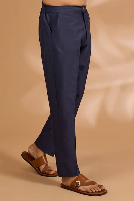 Rabani & Rakha_Blue Georgette, Cotton, Silk Sequins Jaal Kurta Set _Online_at_Aza_Fashions