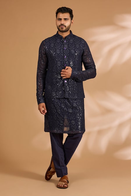 Rabani & Rakha Sequin Jaal Bundi Kurta Set 