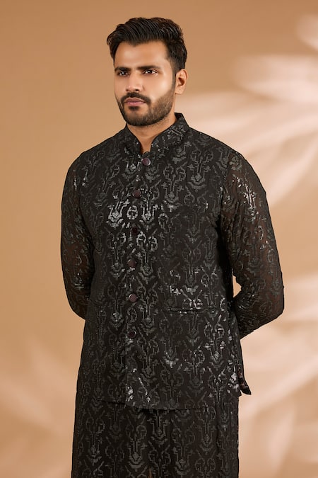 Rabani & Rakha Georgette Sequin Jaal Bundi 