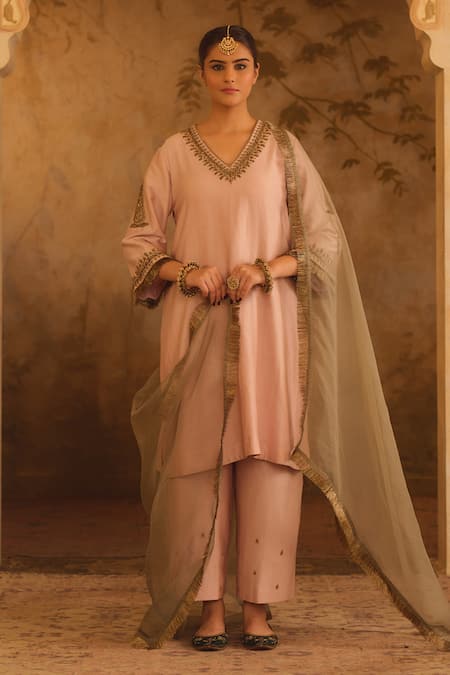 AFRIYA Zardozi & Pearl A-Line Kurta Set 