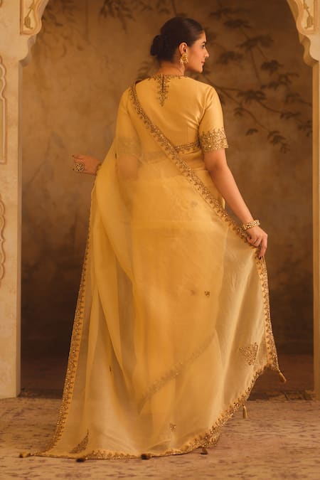 AFRIYA Silk Organza Saree With Chanderi Blouse 