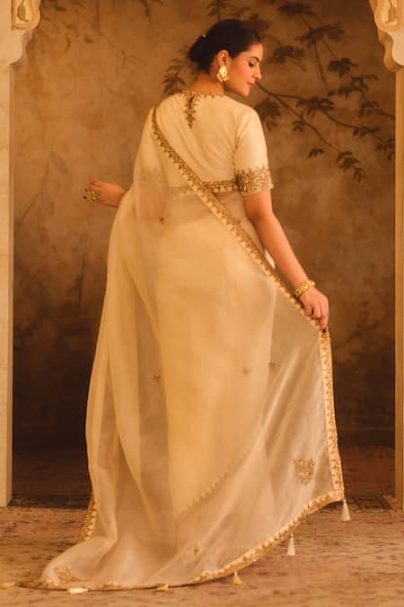 AFRIYA Dabka & Dori Hand Work Organza Saree & Blouse 