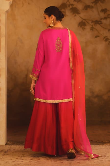 AFRIYA Zardozi & Dori Embroidered Kurta Sharara Set 
