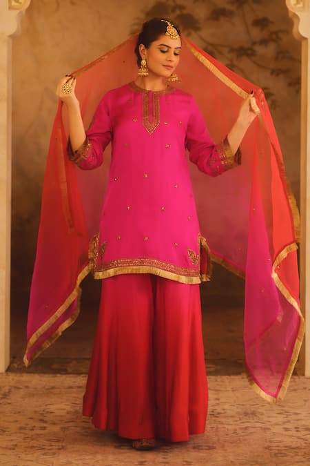 AFRIYA Zardozi & Dori Embroidered Kurta Sharara Set 