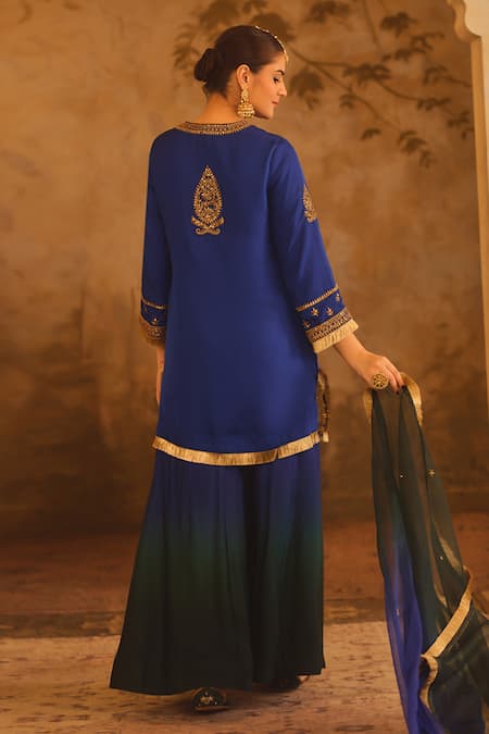 AFRIYA Zardozi & Dori Embroidered Kurta Sharara Set 