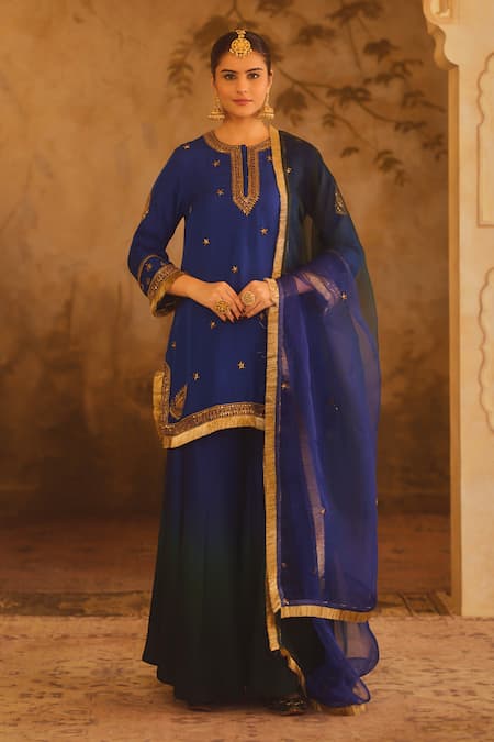 AFRIYA Zardozi & Dori Embroidered Kurta Sharara Set 