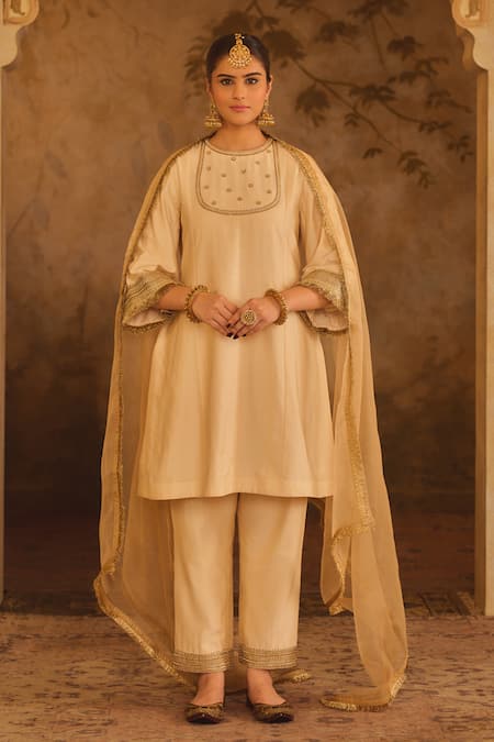 AFRIYA Gota Border A-Line Kurta Set 