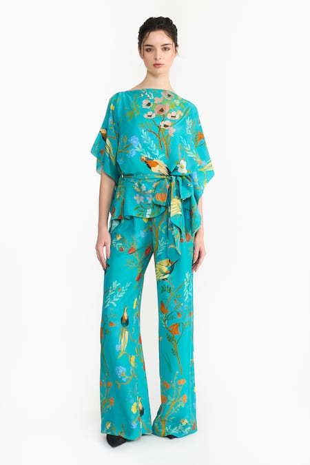 Gauri & Nainika Chinoiserie Printed Kaftan Top & Pant Set 