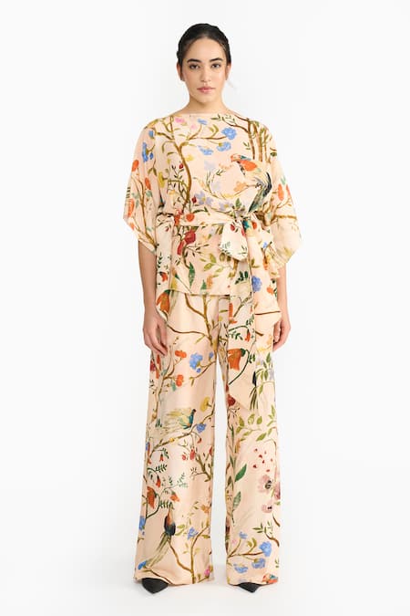 Gauri & Nainika Chinoiserie Printed Kaftan Top & Pant Set 