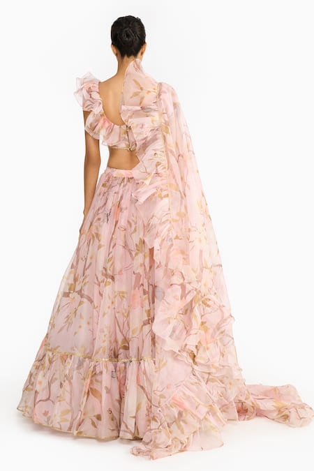 Gauri & Nainika Chinoiserie Print Ruffled Lehenga Set