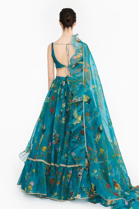 Gauri & Nainika Chinoiserie Print Ruffled Lehenga Set