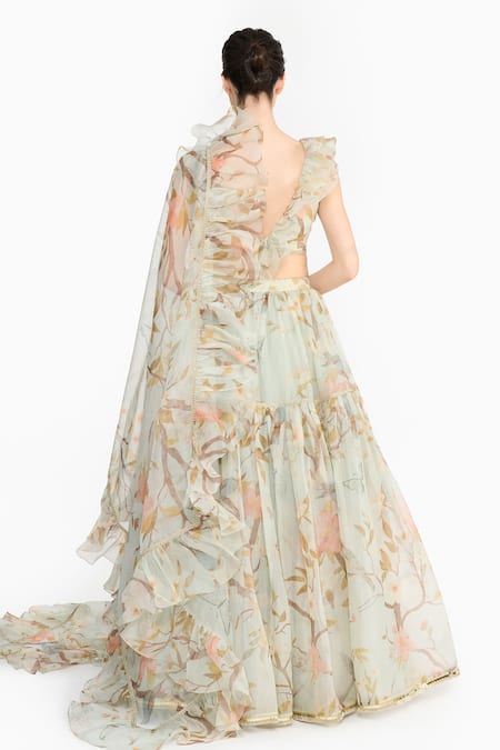 Gauri & Nainika Chinoiserie Print Ruffled Lehenga Set