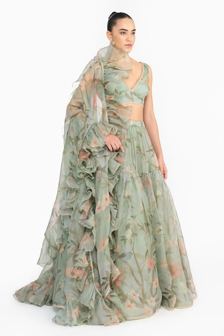 Gauri & Nainika Chinoiserie Floral Print Lehenga Set 