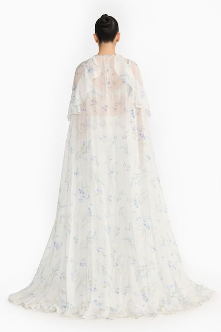 Gauri & Nainika Lavender Printed Cape Skirt Set 