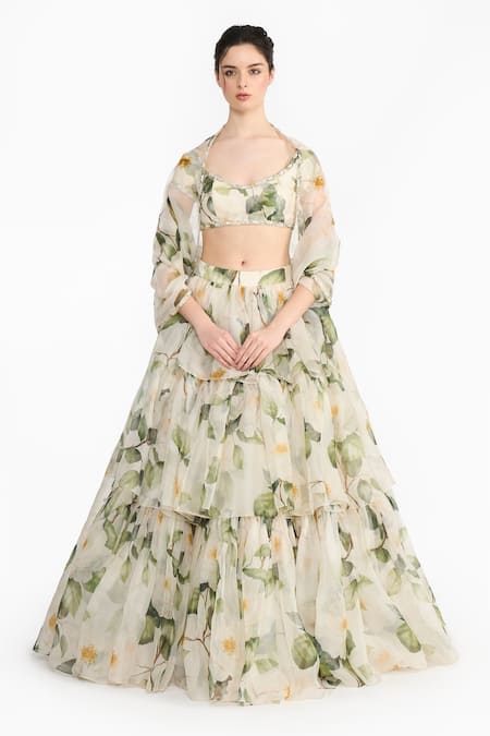 Gauri & Nainika Indian Rose Printed Lehenga Set 