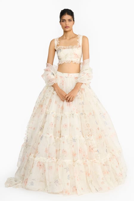 Gauri & Nainika Wildflower Printed Ruffled Lehenga Set 