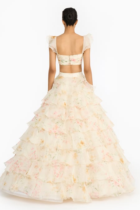 Gauri & Nainika Wildflower Printed Ruffled Lehenga & Blouse Set 