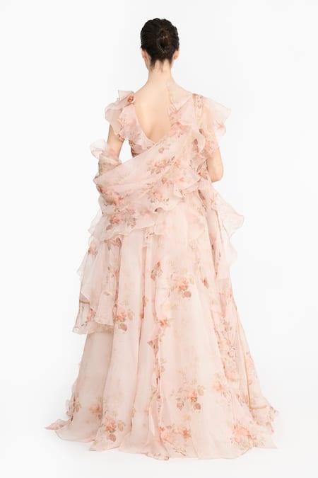 Gauri & Nainika Vintage Rose Ruffled Lehenga Set 