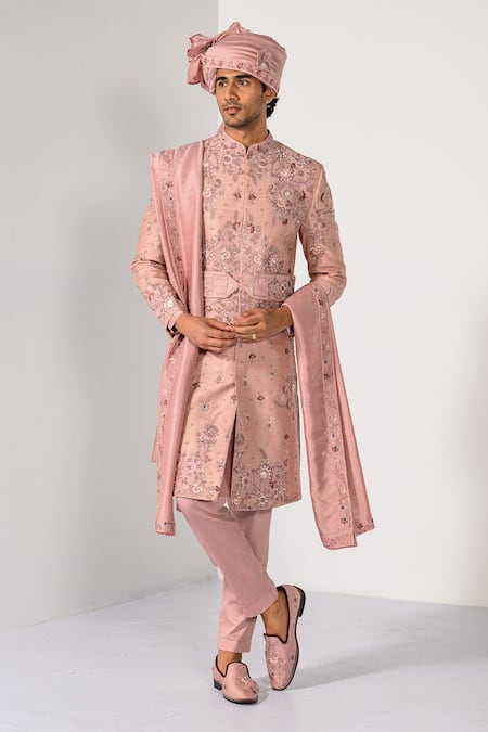 Kalpana Naik Maharaja Rose Splendor Elegance Sherwani Set 