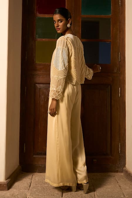 Saangi Poise Jumpsuit With Embroidered Jacket 