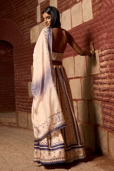 Saangi Indigo Whisper Kali Lehenga Set 