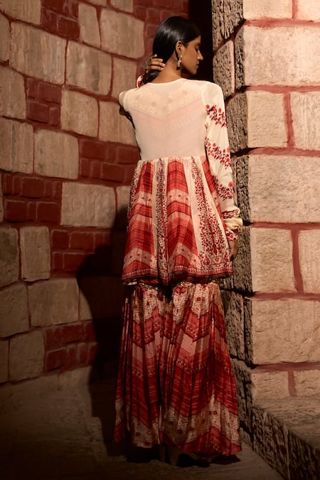 Saangi Mehr Rang Printed Peplum Sharara Set 