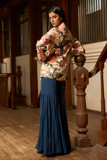 Saangi Dior Charm Handcrafted Jacket Sharara Set 