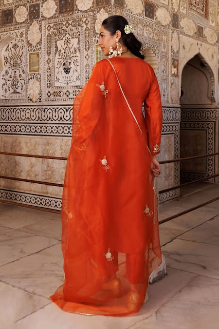 Bannhi By Priyanka Rathore Gota Patti Silk Kurta Pant & Organza Dupatta Set 