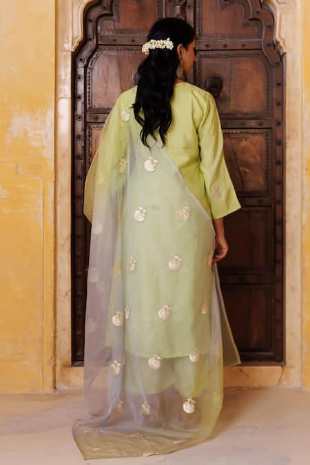 Bannhi By Priyanka Rathore Gota Patti Work Kurta Dhoti Pant & Dupatta Set 