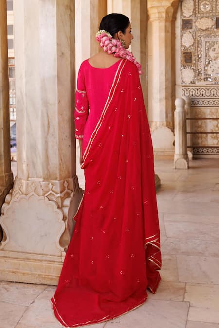 Bannhi By Priyanka Rathore Hand Embroidered Kurta Sharara & Mirror Work Dupatta 