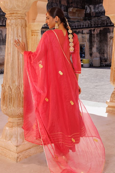 Bannhi By Priyanka Rathore Gota Detailed Anarkali Pant & Dupatta Set 