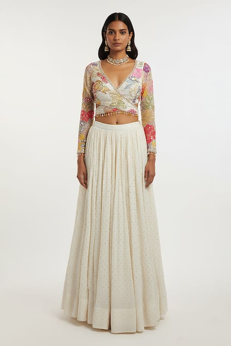 Basanti - Kapde Aur Koffee Ivory Georgette Embroidered Lehenga Set 