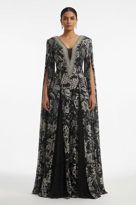 Basanti - Kapde Aur Koffee Black Crepe Embroidered Jumpsuit 