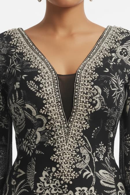 Basanti - Kapde Aur Koffee Black Crepe Embroidered Jumpsuit 