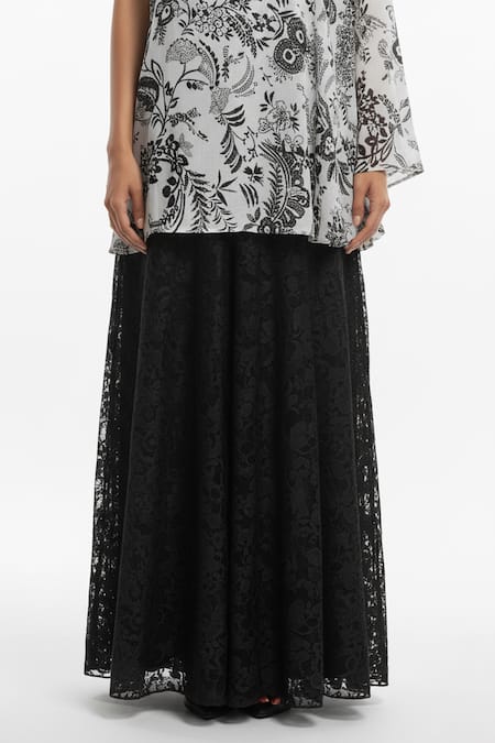 Shop_Basanti - Kapde Aur Koffee_White Crepe Sequins, Pearls Asymmetric Embroidered Sharara Set _Online_at_Aza_Fashions