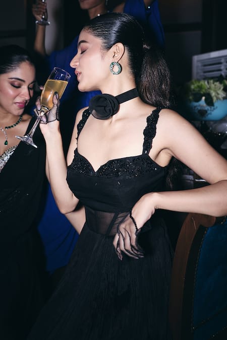 Buy Seema Thukral Black Chiffon, Organza, Satin Sequins, Beads Sweetheart Prerna Embellished Gown Online at Aza Fashions Buy_Seema Thukral_Black Chiffon, Organza, Satin Sequins, Beads Sweetheart Prerna Embellished Gown _Online_at_Aza_Fashions