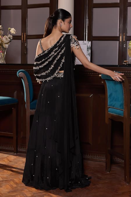 Seema Thukral Sonam Embellished Asymmetric Blouse With Skirt 