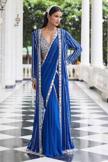 Seema Thukral Alaya Embellished Pre-Draped Saree Set With Jacket 