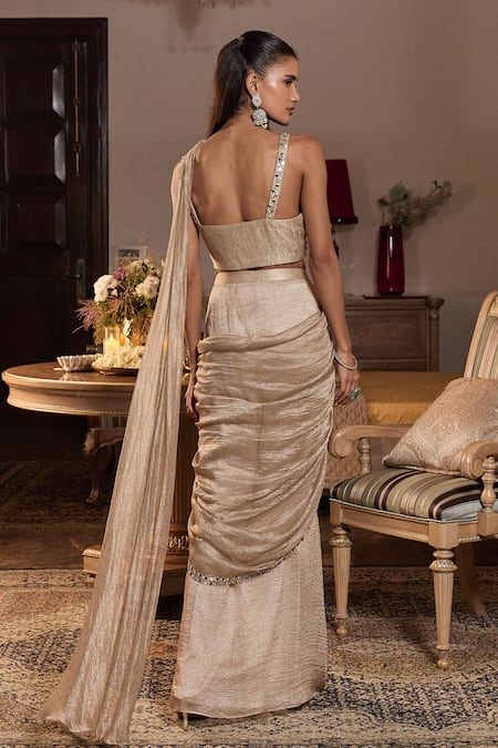 Seema Thukral Shagun Embellished Pre-Stitched Saree With Blouse 