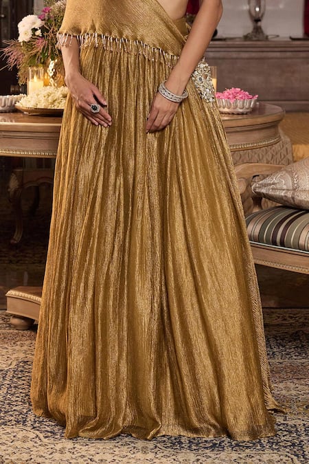 Buy Seema Thukral Gold Tissue, Satin Mirrors, Beads, Indira Embellished Blouse Lehenga Set Online at Aza Fashions Buy_Seema Thukral_Gold Tissue, Satin Mirrors, Beads, Indira Embellished Blouse Lehenga Set _Online_at_Aza_Fashions