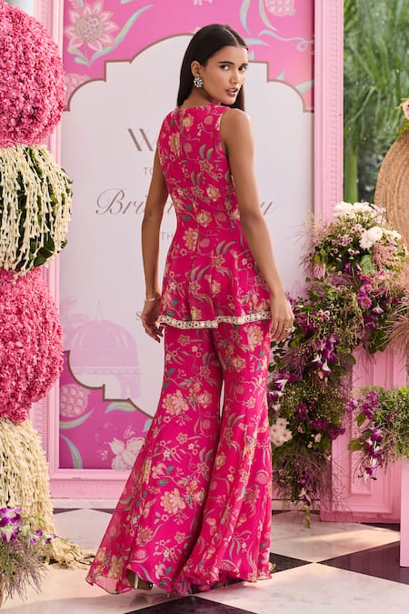 Seema Thukral Mahima Printed Peplum Top & Flared Pant Set 