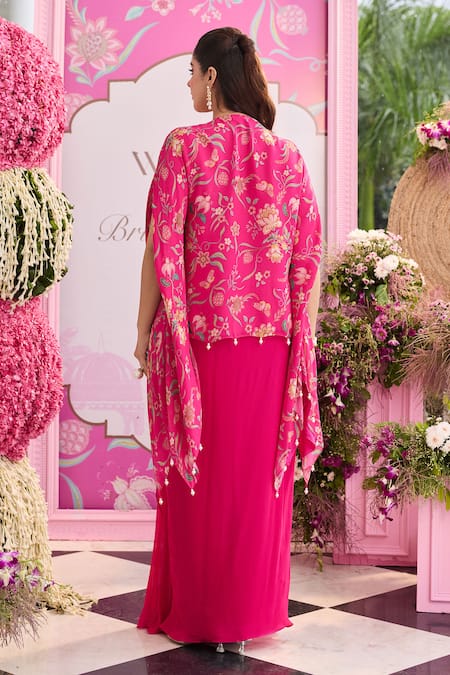 Seema Thukral Raha Printed Embellished Top With Draped Skirt 