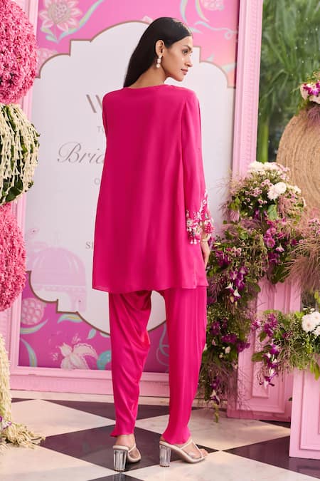 Seema Thukral Pink Silk, Satin, Organza Embroidery, Tassels, Beads Ruhi Embellished Kurta Set Online at Aza Fashions Seema Thukral_Pink Silk, Satin, Organza Embroidery, Tassels, Beads Ruhi Embellished Kurta Set _Online_at_Aza_Fashions