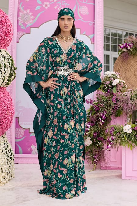 Seema Thukral Astha Printed Embellished Draped Kaftan 