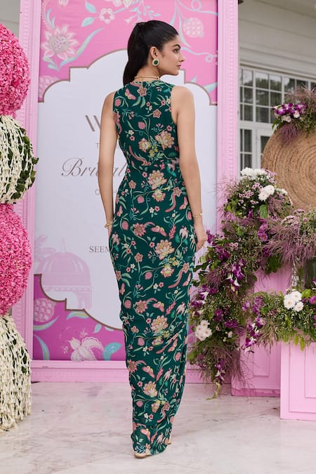 Seema Thukral Devvaki Printed Embellished Draped Dress 