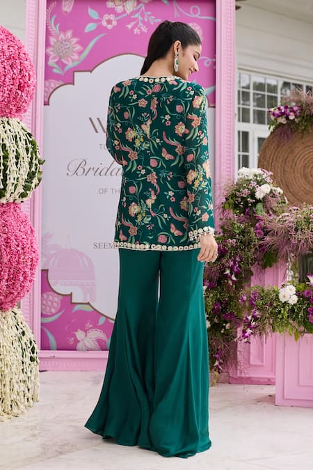 Seema Thukral Sheena Printed Embellished Jacket & Flared Pant Set 