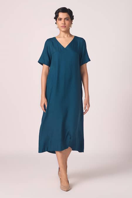 The Summer House Vega Solid Blue Midi Dress
