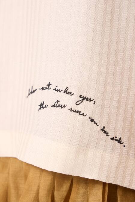 Buy_The Summer House_Cream Silk, Twill Embroidery High Neck, Collared Rayya Placed Top 