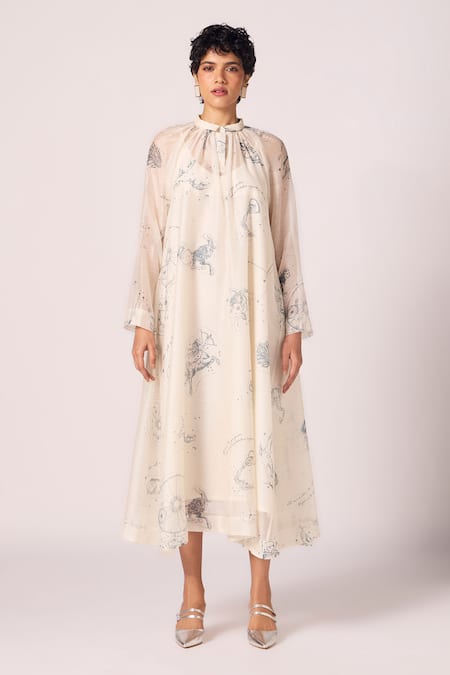 The Summer House Cheryl Zodiac Print Handwoven Midi Dress 